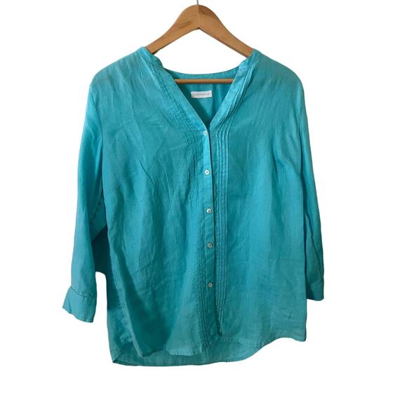 Charter Club linen button down blouse size M - Picture 1 of 5